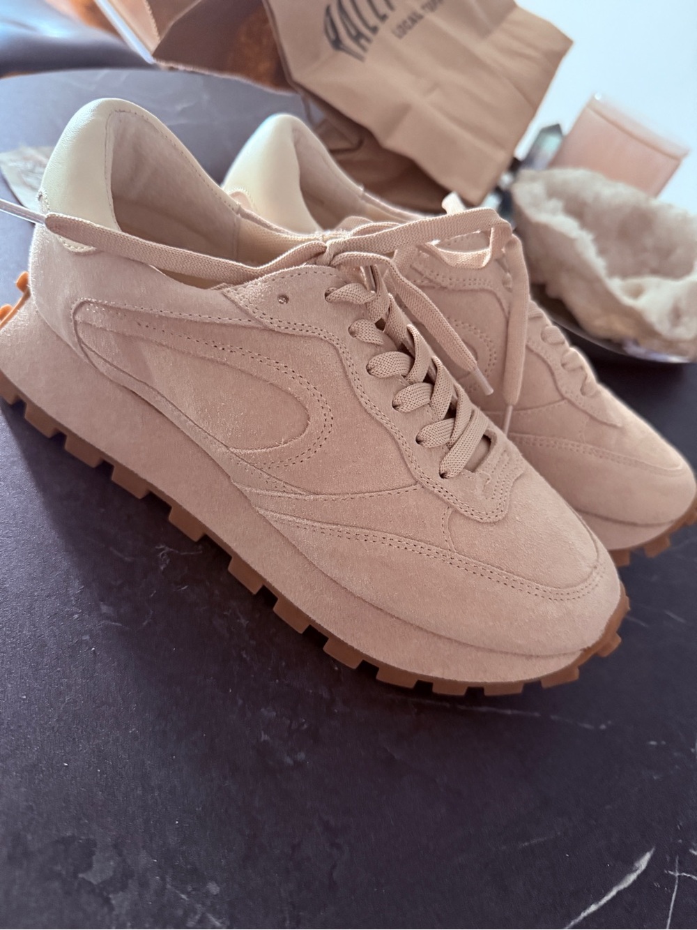 Dolce Vita Beige Suede Platform Sneakers
